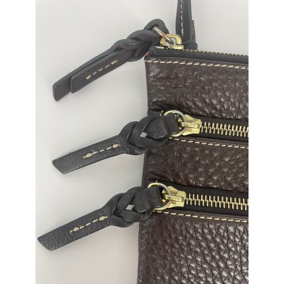 Dooney & Bourke Crossbody Dark Brown Pebbled Leather Bag Purse - Picture 4 of 12